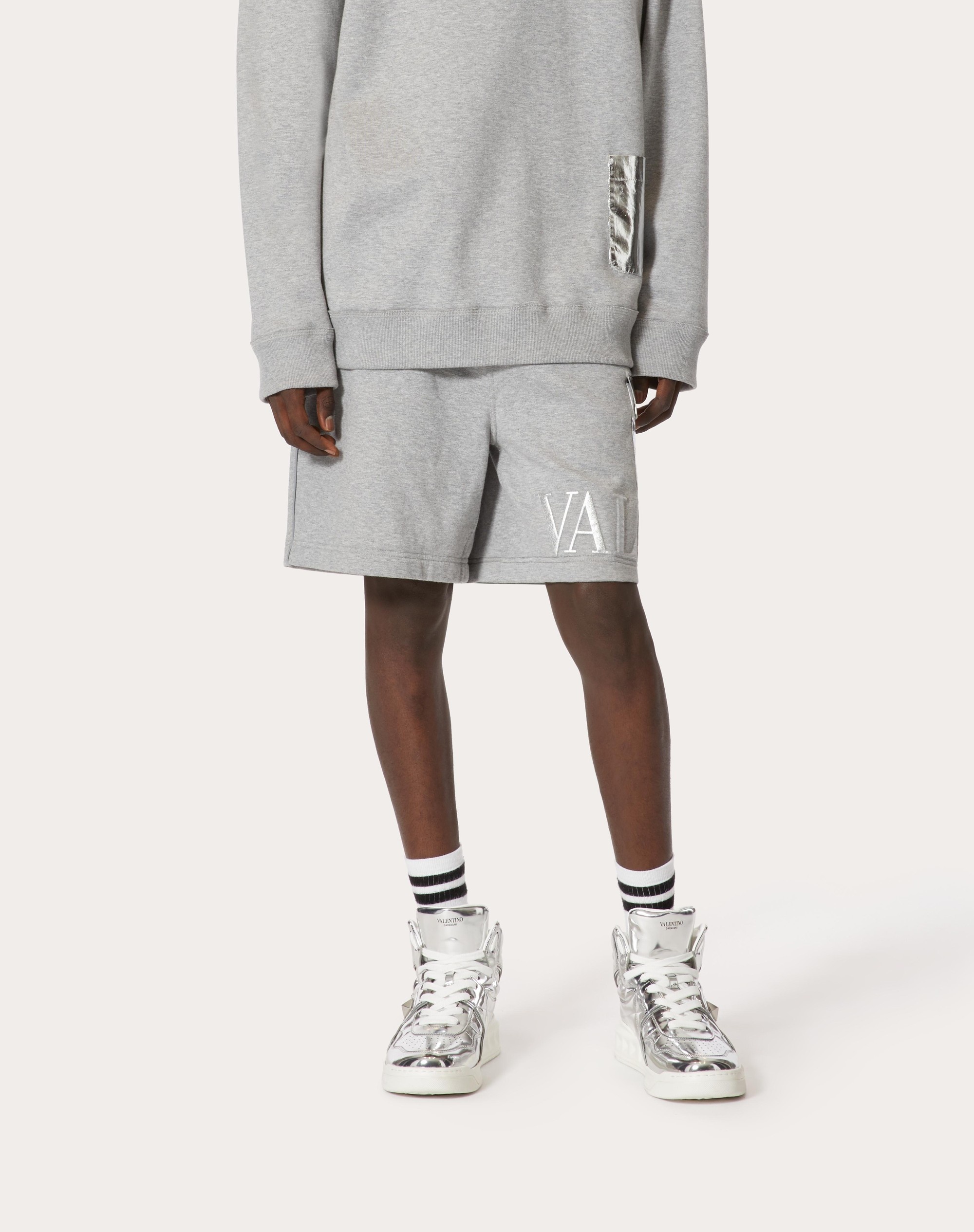 BERMUDA SHORTS WITH METALLIC SILVER POCKET AND VALENTINO EMBOSSED - 3