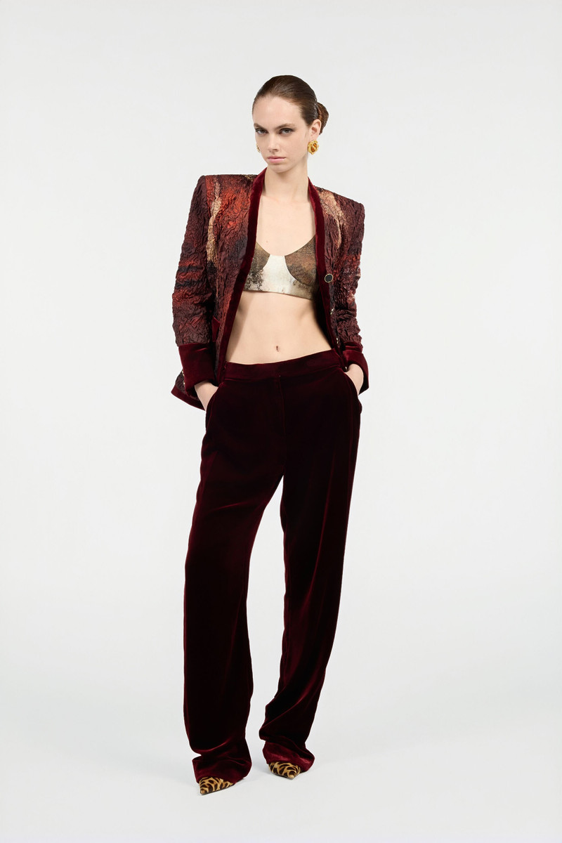 Roberto Cavalli Red Silk Jacket With Marble Print outlook