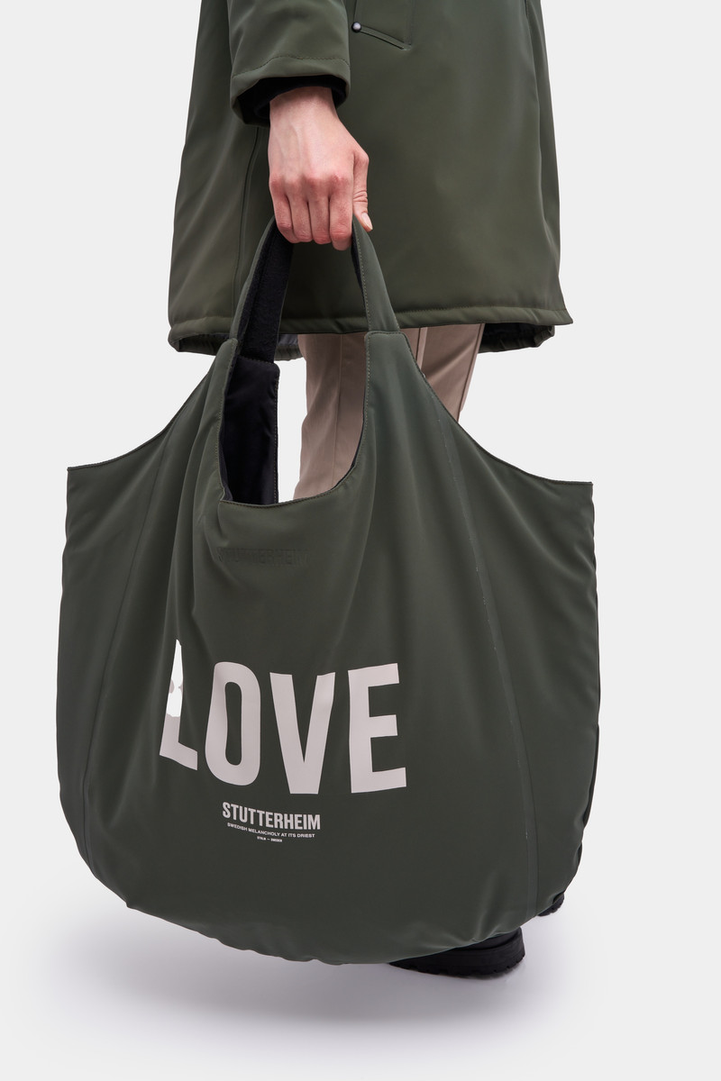 Stutterheim Svea Puffer Bag Suede Dark Green outlook