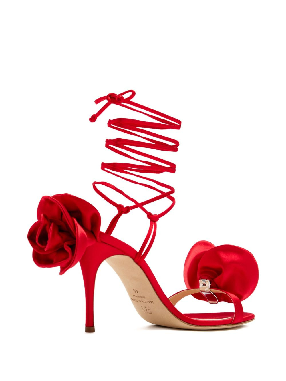 105mm rose-detail lace-up sandals - 3