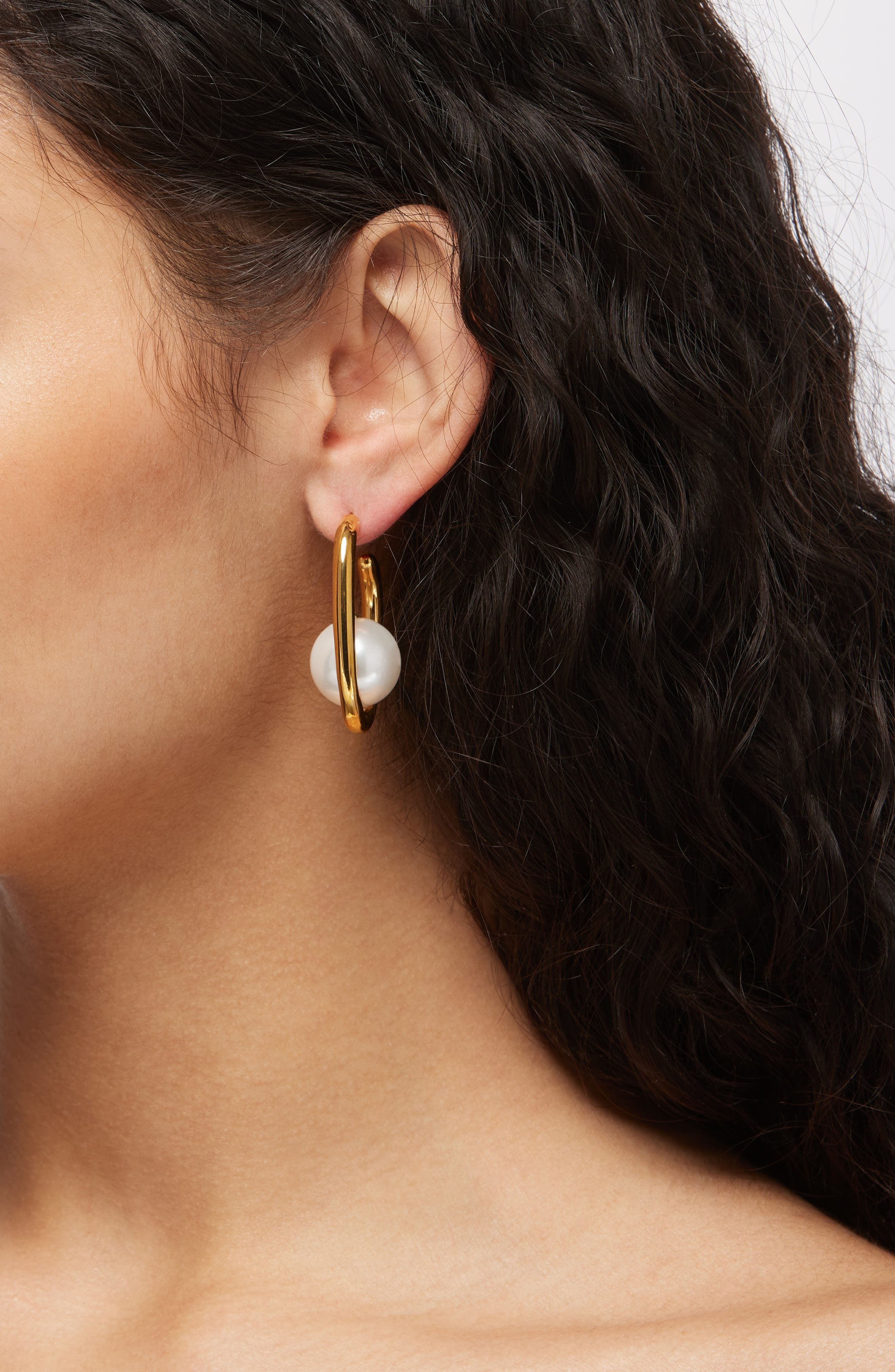 Oscar de la Renta Faux Pearl Hoop Earrings at Nordstrom - 3