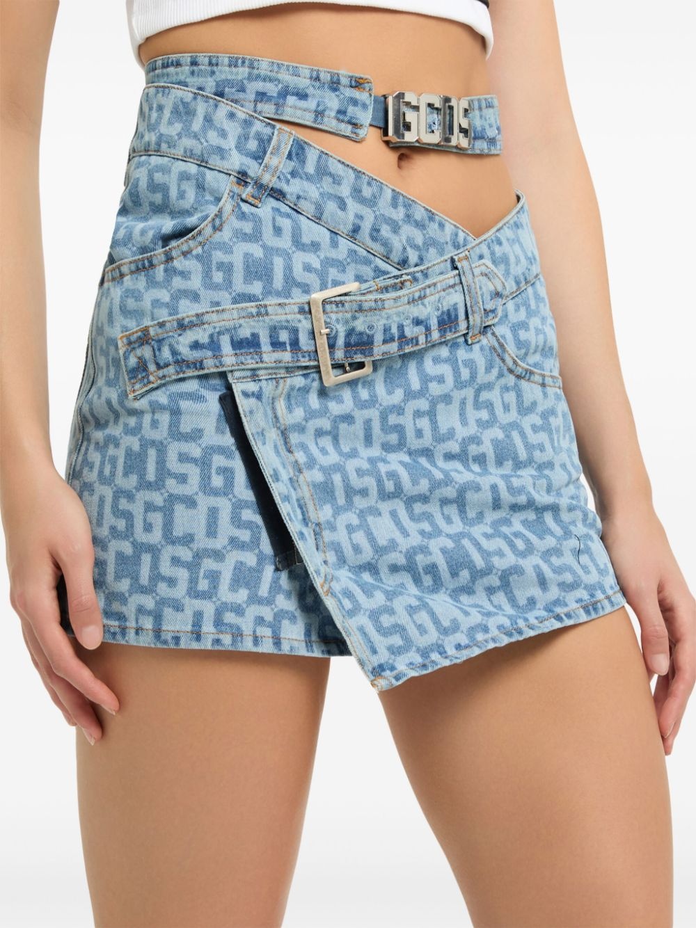monogram denim skirt - 5