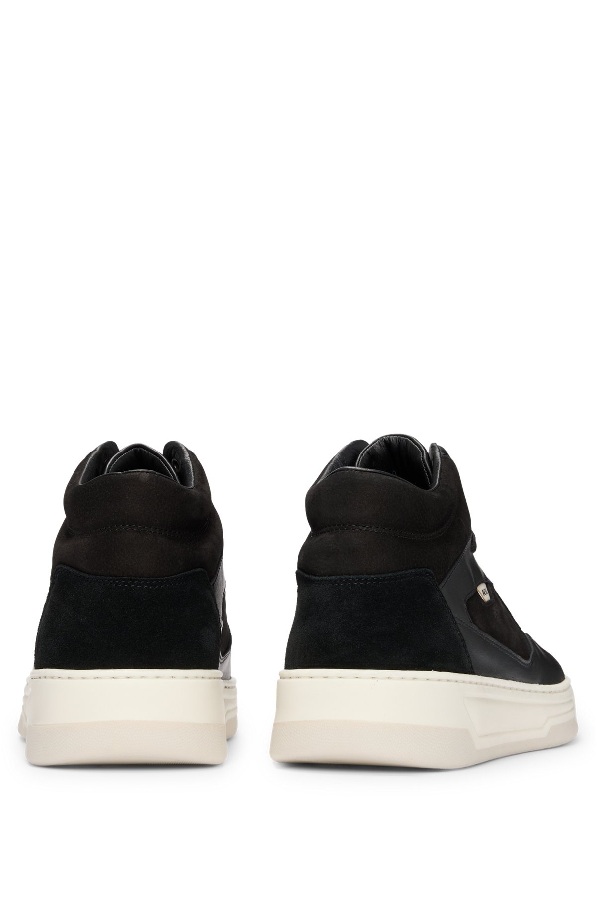 HIGH-TOP TRAINERS IN MIXED LEATHERS - 5