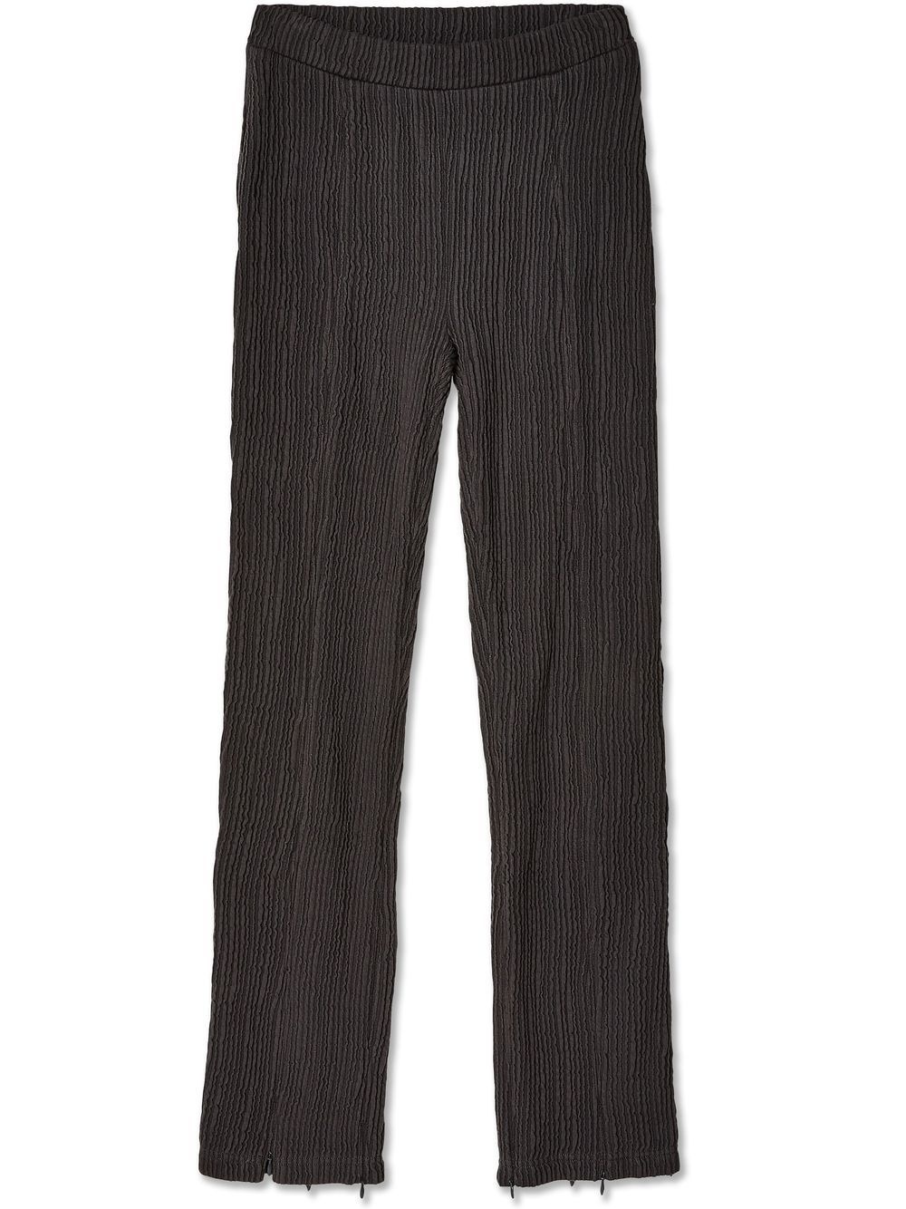 ribbed straight-leg trousers - 1