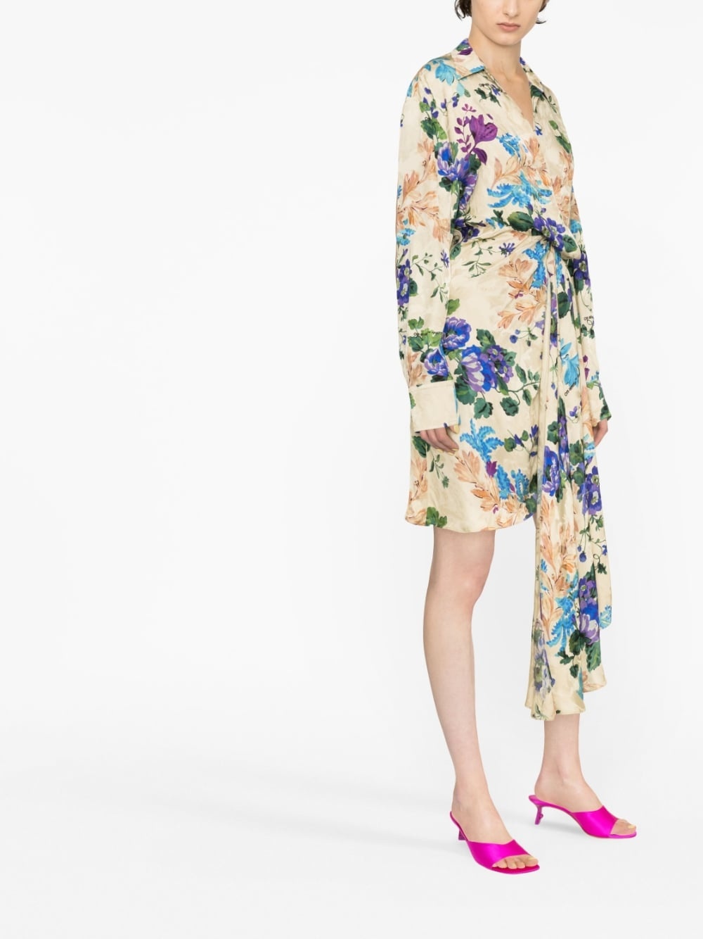 floral-print asymmetric shirtdress - 4