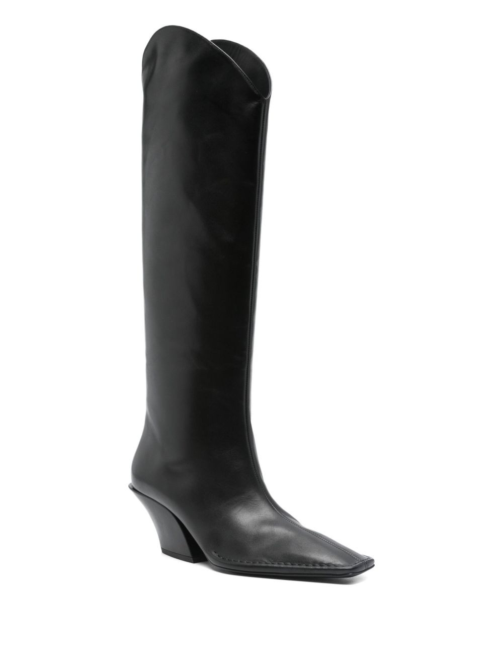 80mm pointed-toe calf leather boots - 2