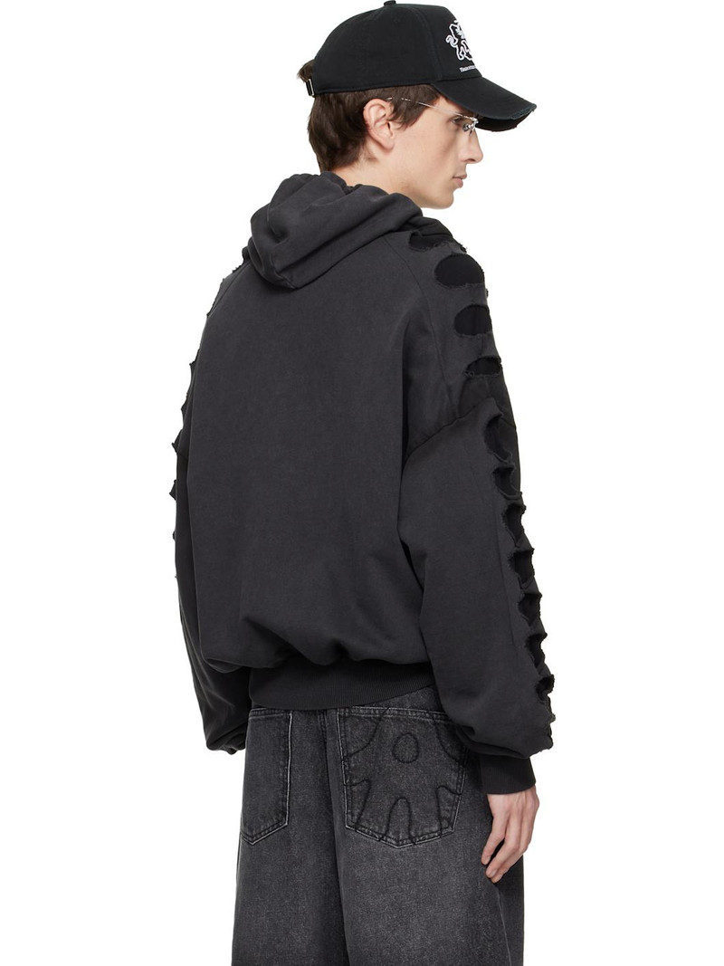 Black Shoulderless Cutout Hoodie 3
