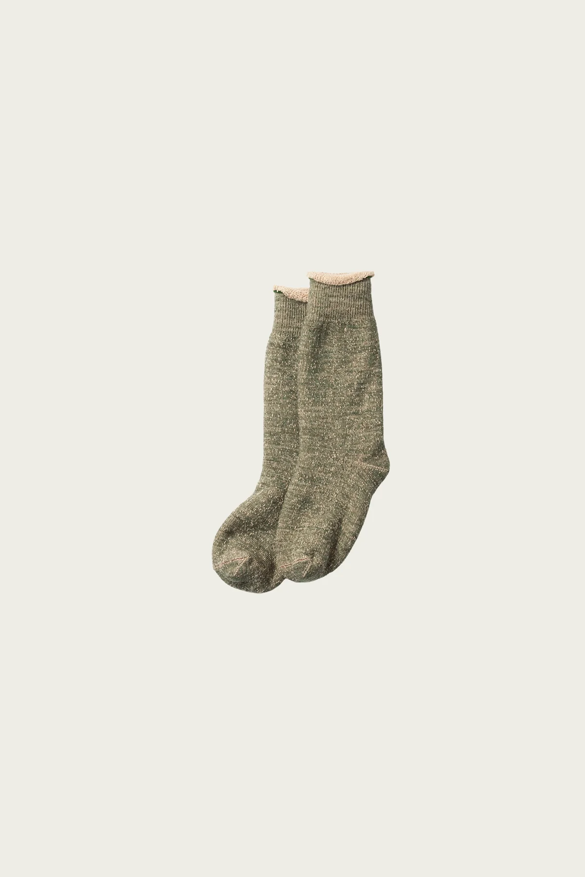 Double Face Crew Socks "Merinowool & Brown OG" - Green / Brown - 1