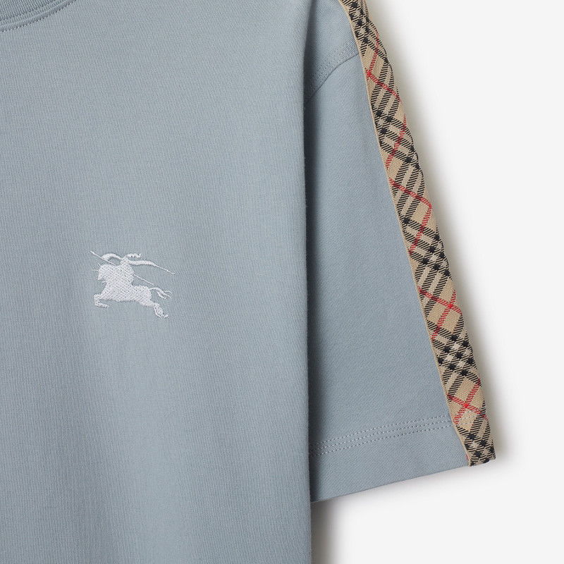 Check Trim Cotton T-shirt 6
