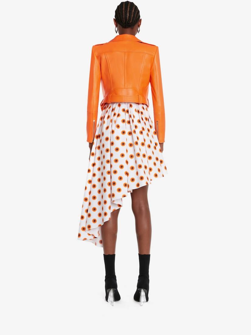 Women's Cropped Biker Jacket in Sunset Orange - 4