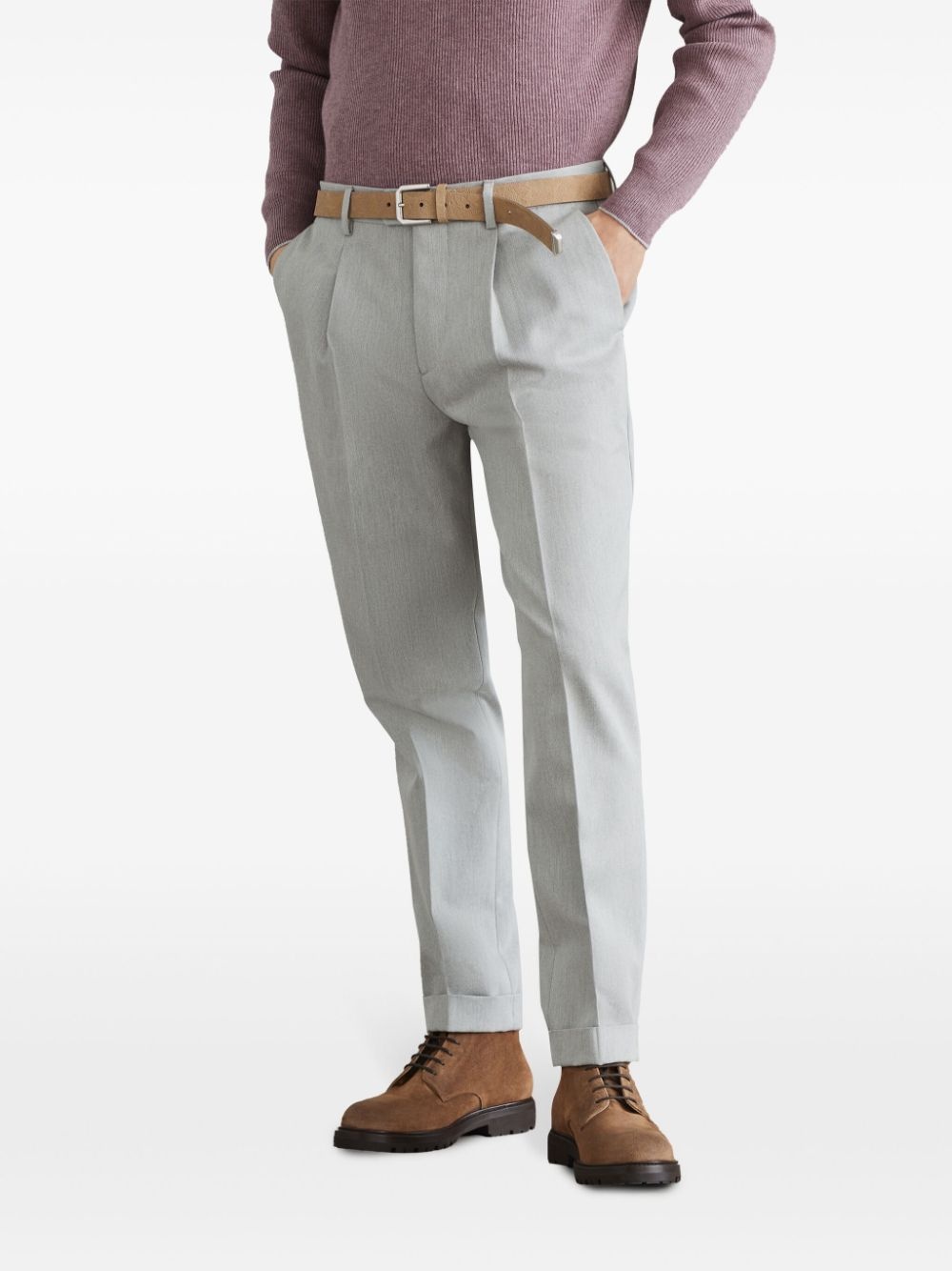 pressed-crease tapered trousers - 3