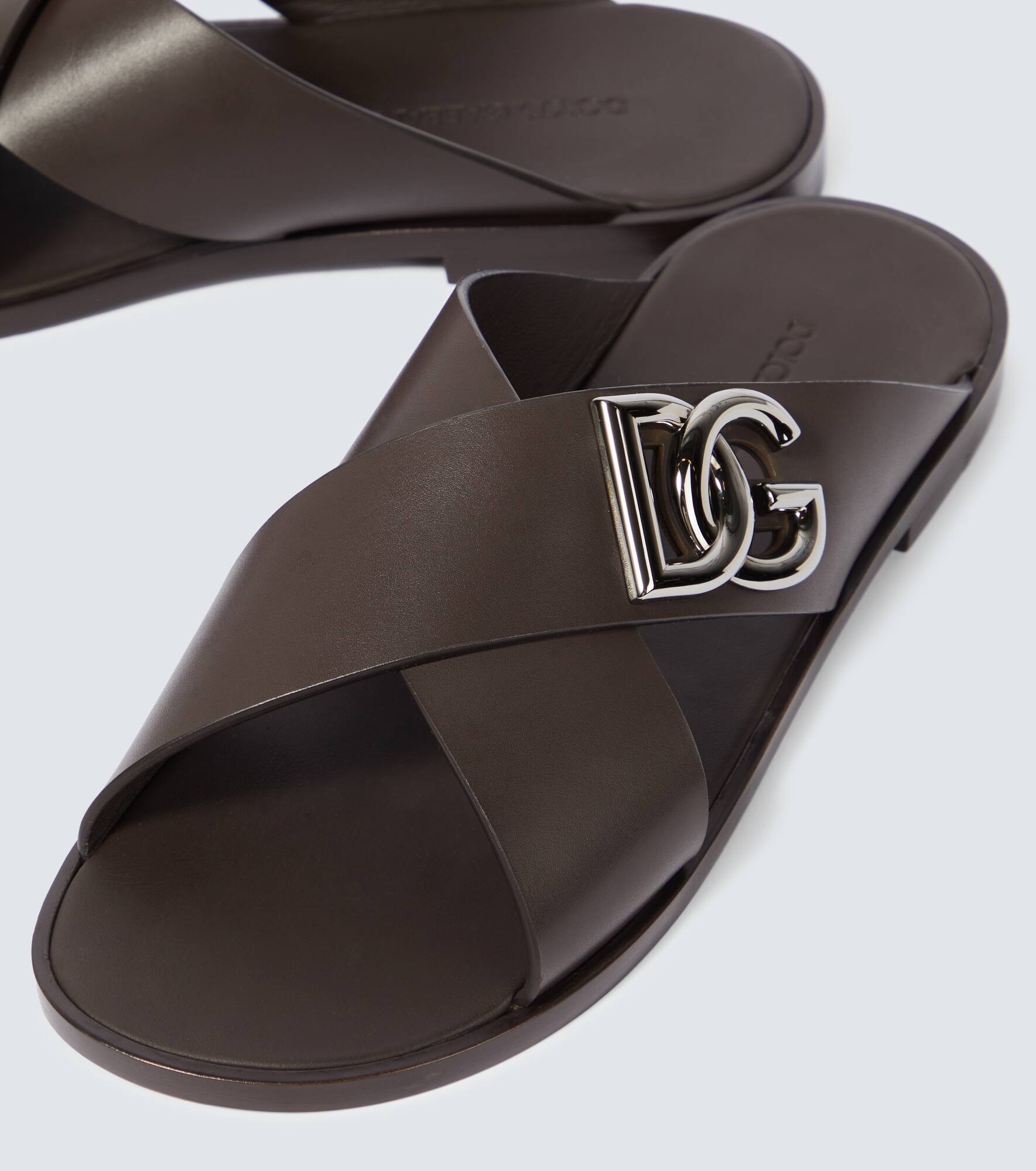 Logo leather slides - 3