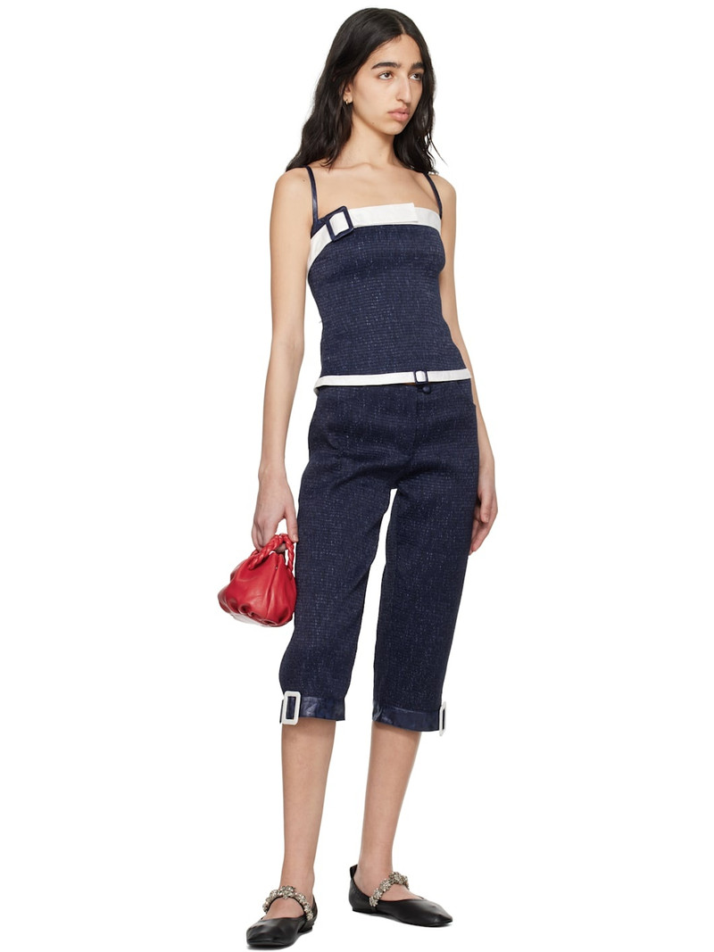 SUPER YAYA Navy & White Audrey Belt Tank Top outlook