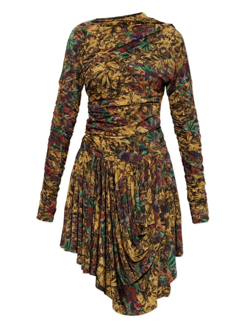 ruched floral midi dress 1