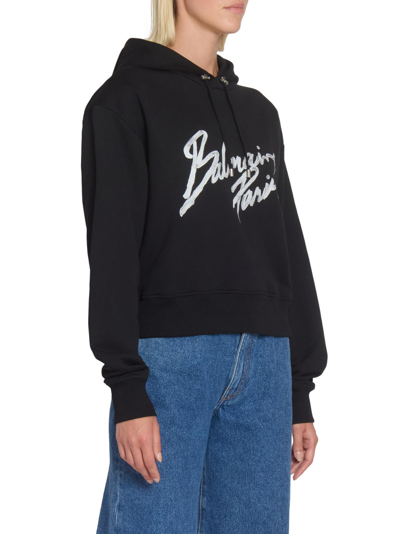 Women's Logo Cotton Hoodie - Noir Blanc 4