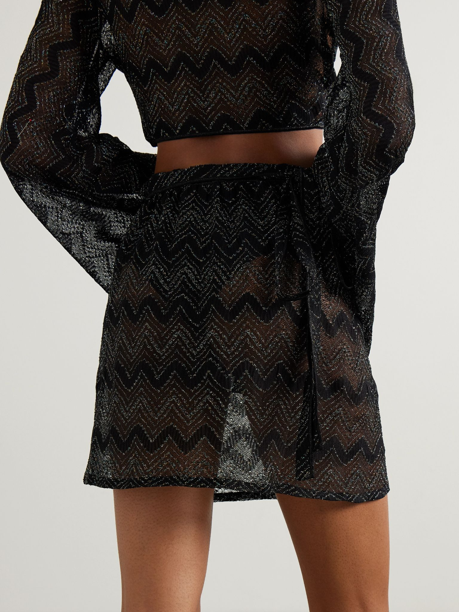 Mare metallic crochet-knit pareo Black - 3