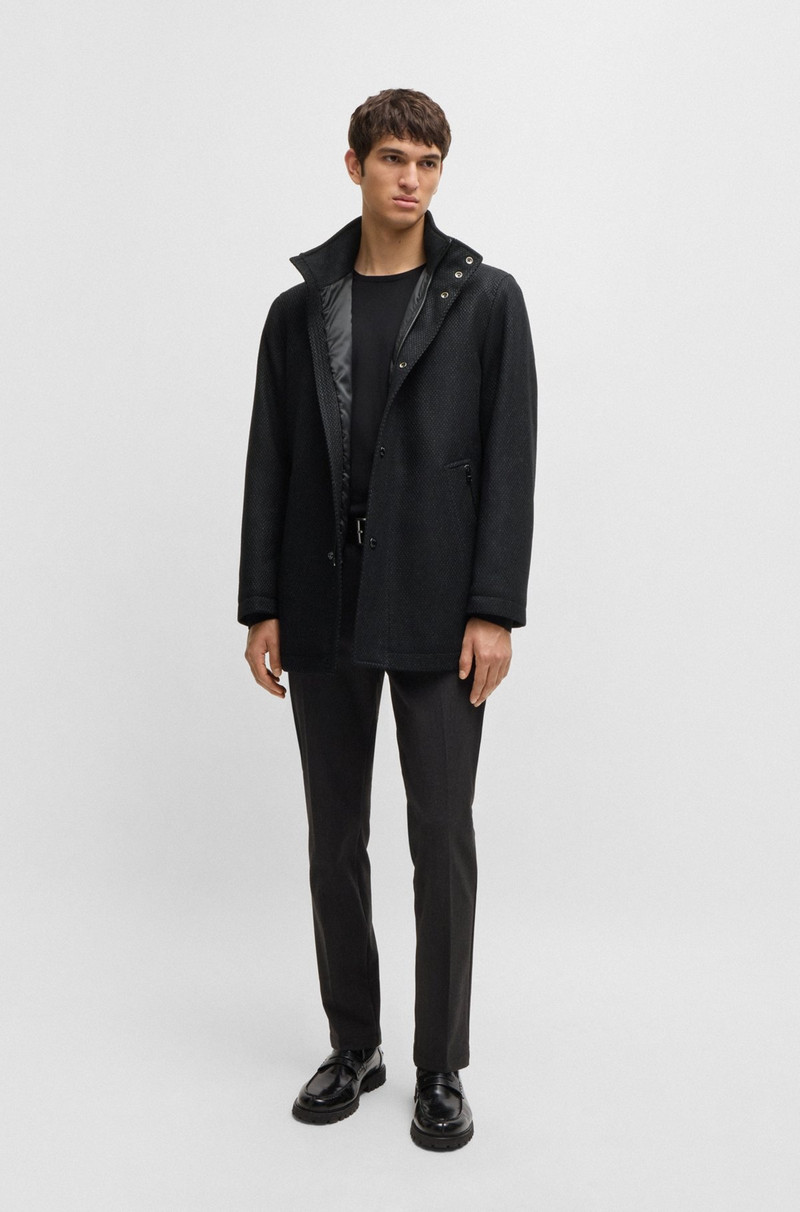 BOSS RELAXED-FIT COAT IN MICRO-PATTERNED WOOL outlook