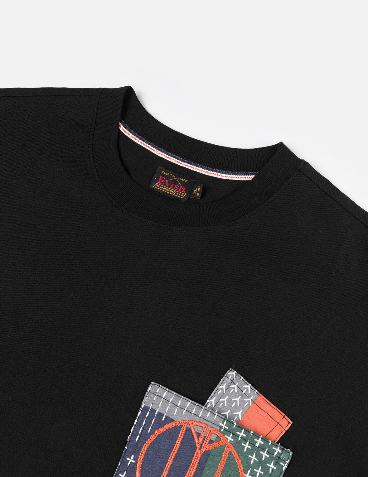 Multi-pocket Color Blocking Sashiko Loose Fit T-shirt - 11