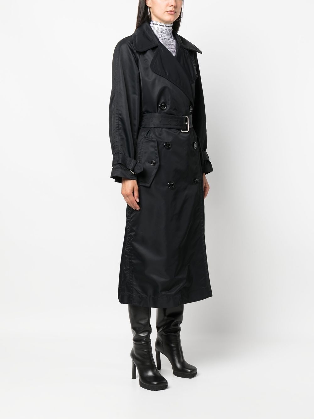belted double-breasted trench coat - 3