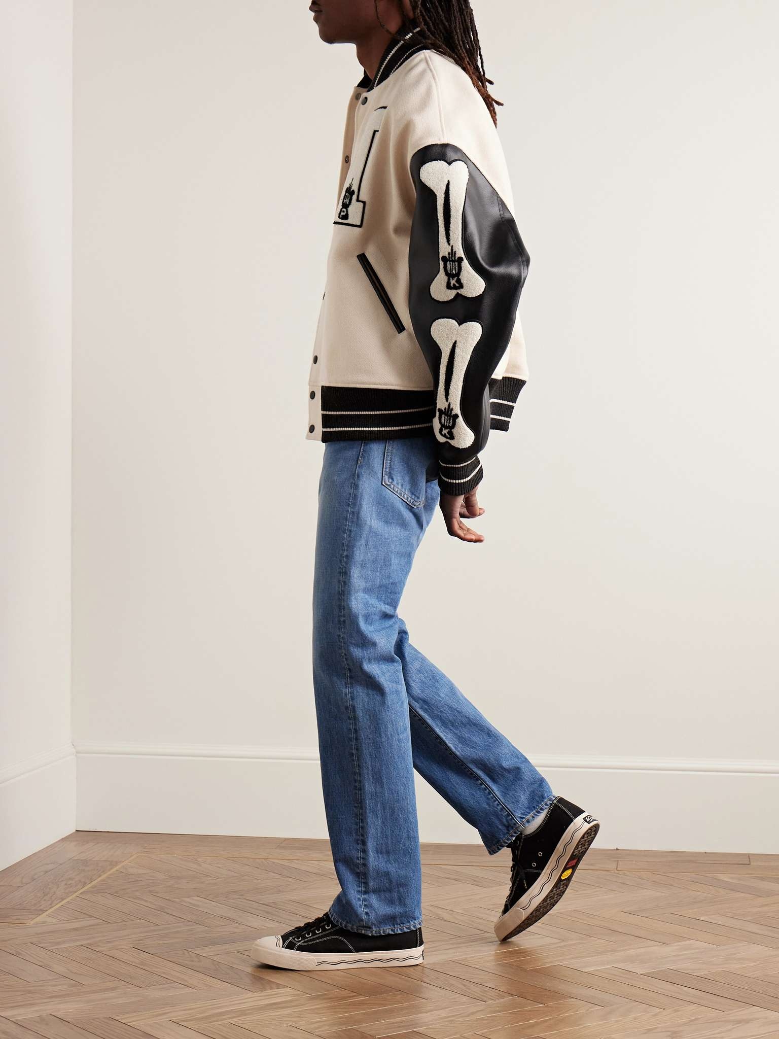 Faux Leather and Wool-Blend Varsity Jacket - 2