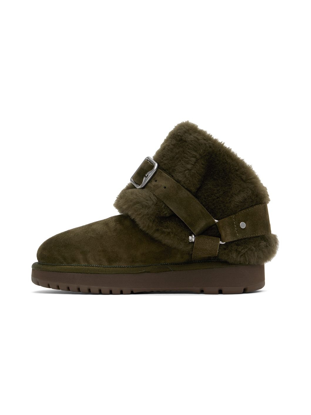 Green Suede & Shearling Chubby Boots - 3