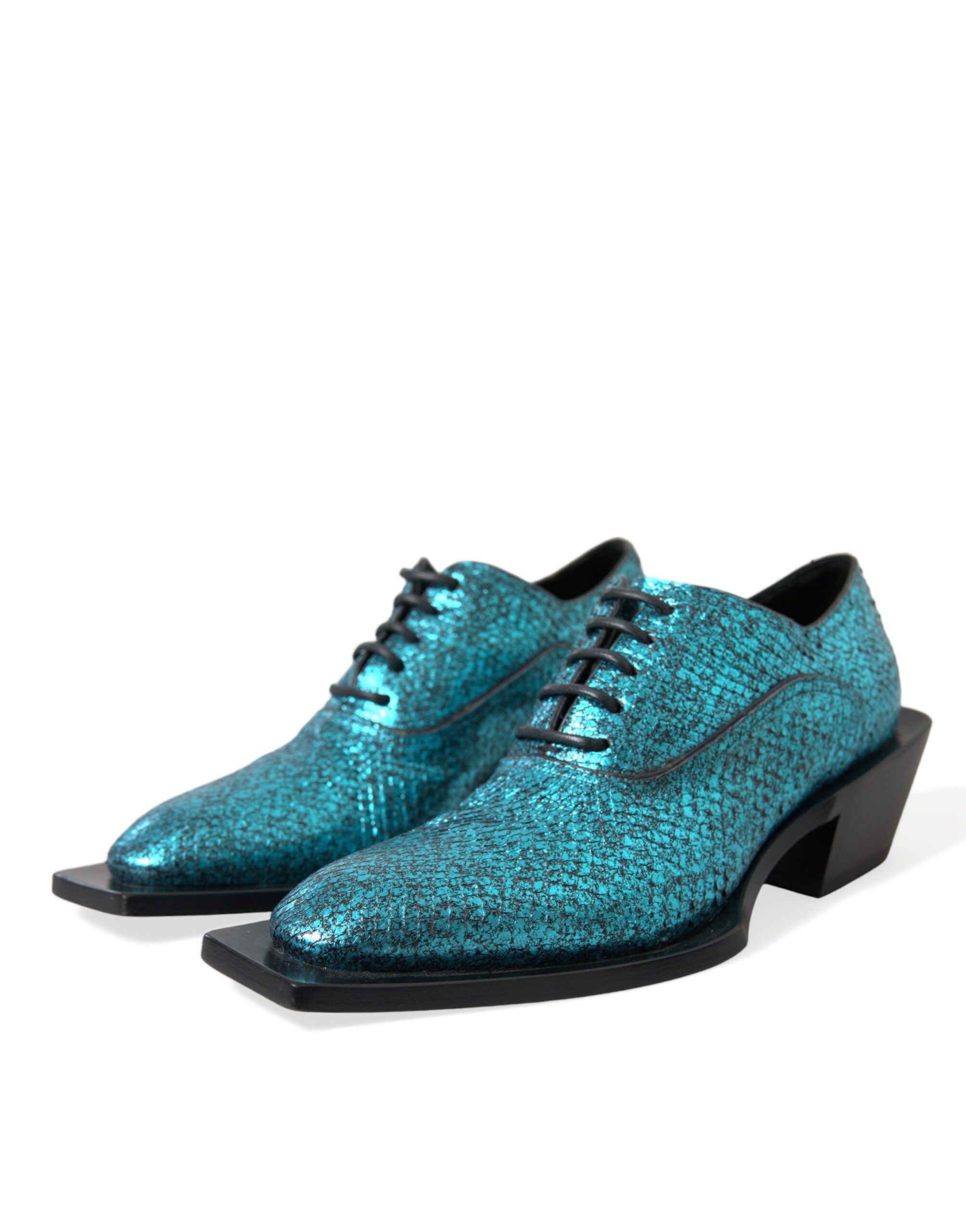 Dolce & Gabbana Teal Derby Block Heel Shoes - 7
