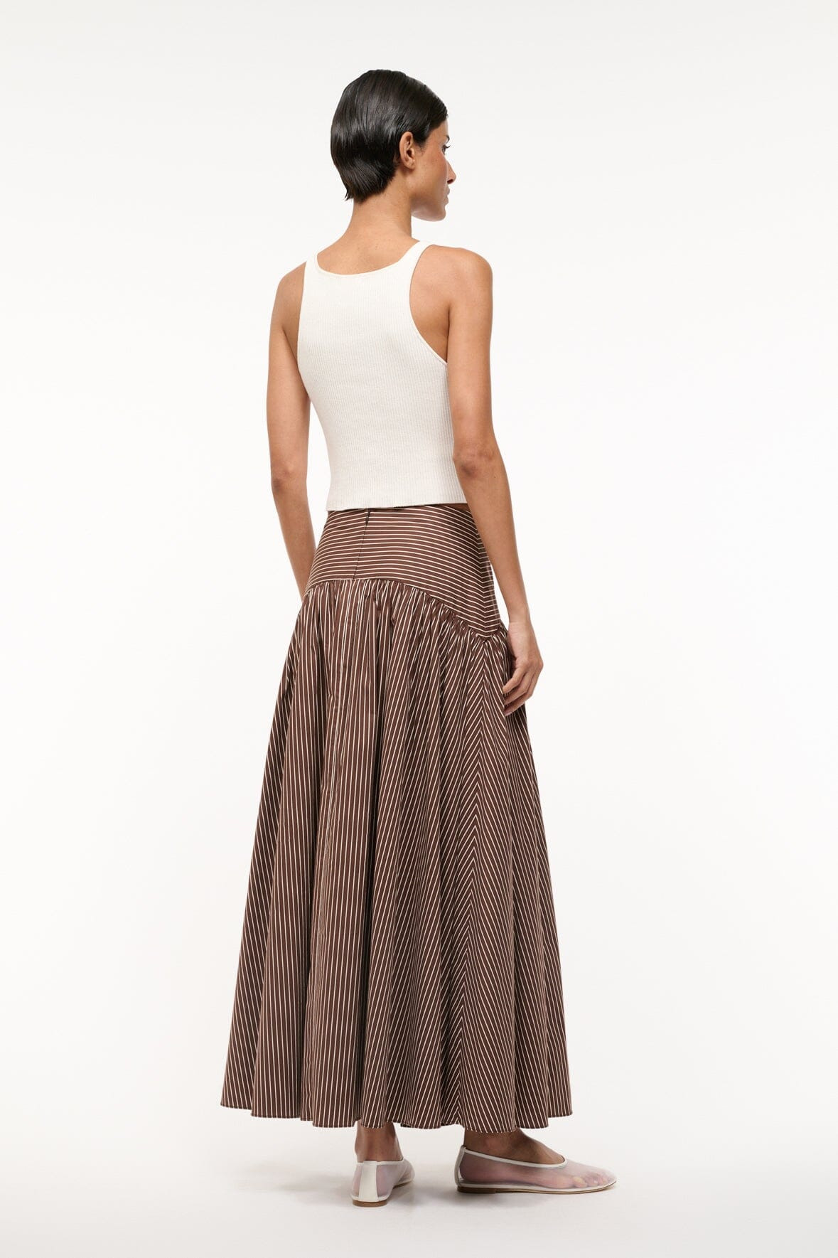 STAUD PROCIDA SKIRT DARK OAK MICRO STRIPE - 5