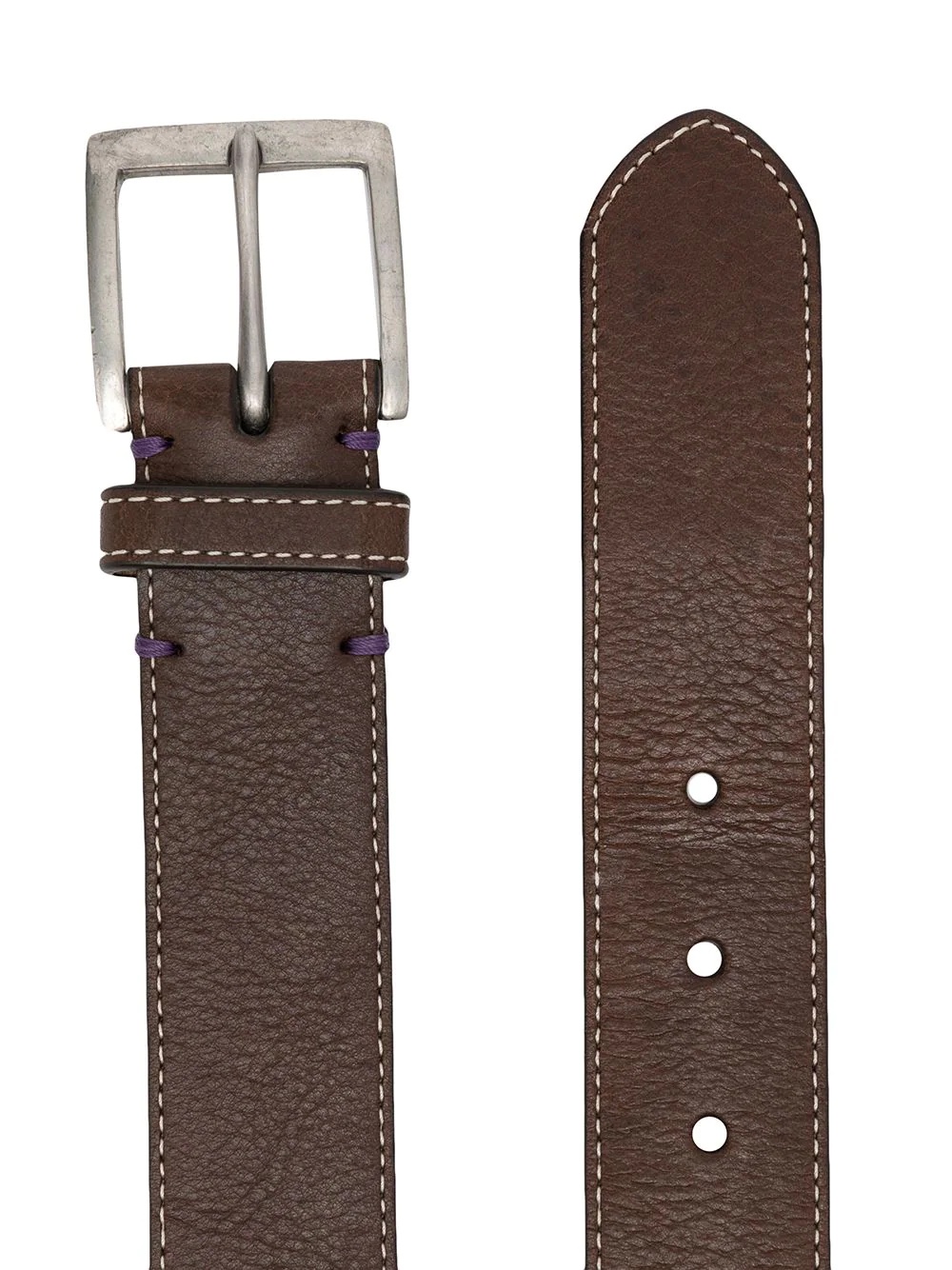 contrast-stitching leather belt - 2