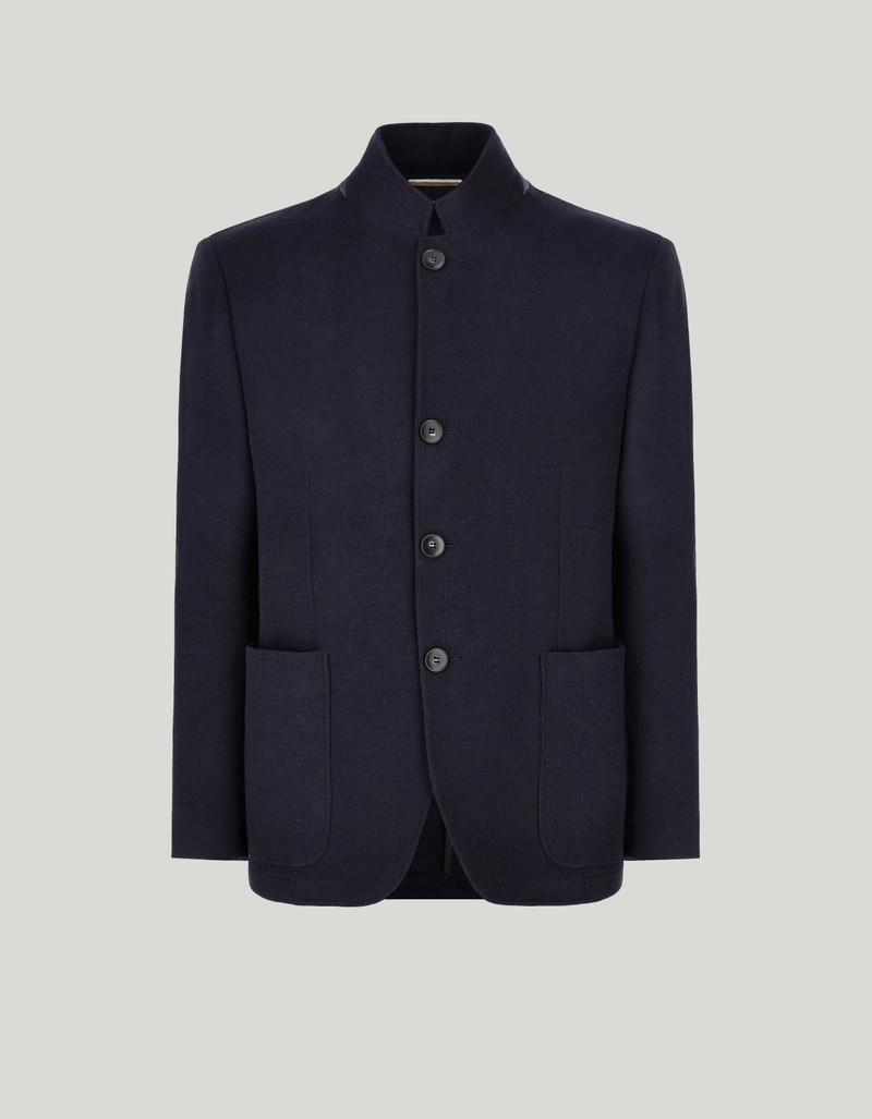 NAVY BLUE WOOL AND COTTON JACKET 1