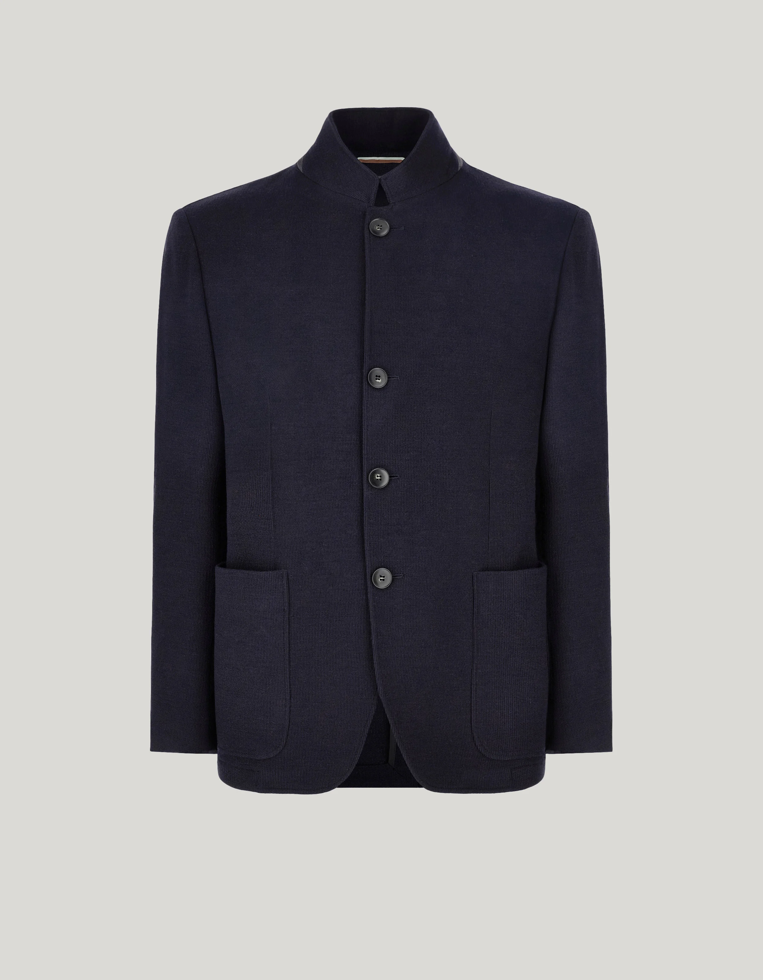 NAVY BLUE WOOL AND COTTON JACKET - 1