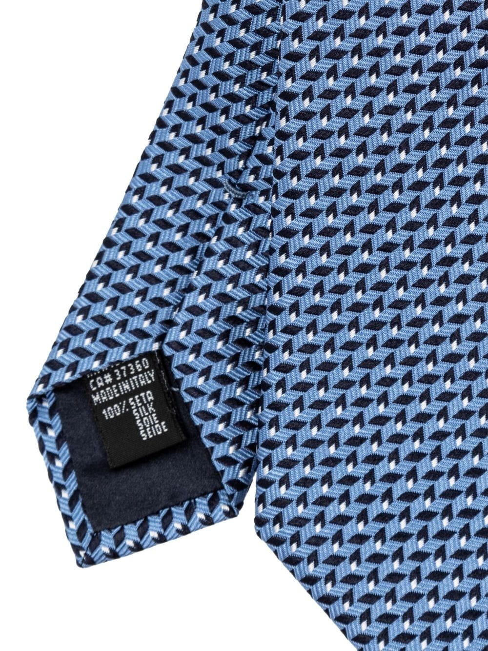 patterned-jacquard silk tie - 3