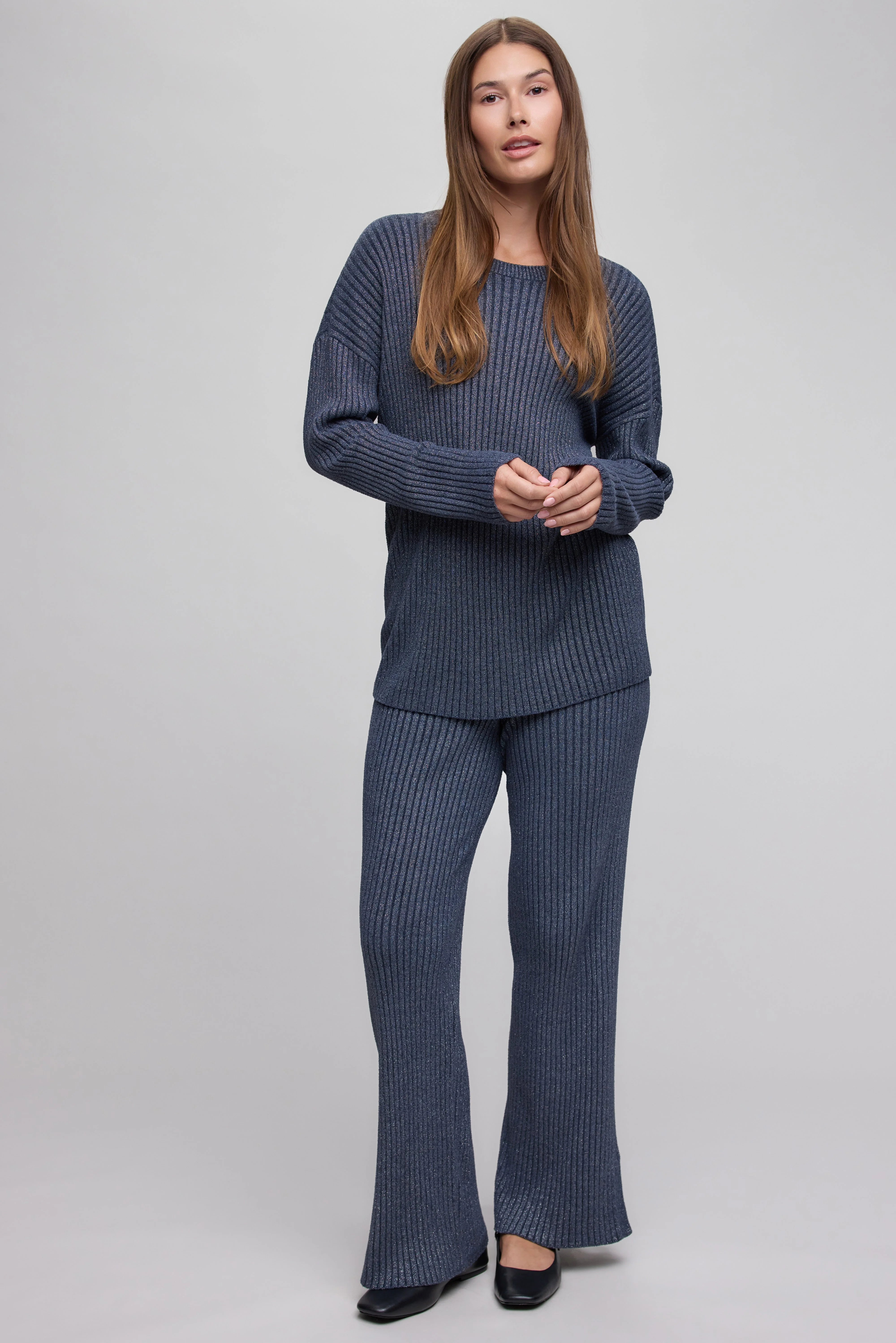 CozyChic Ultra Lite® Lurex Rib Straight Leg Pant - 1