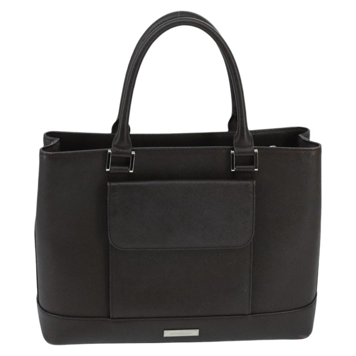 Burberry Hand Bag Leather Brown Silver - 13