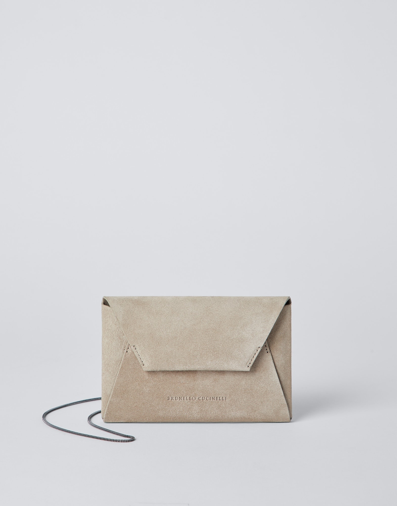 Suede envelope bag with precious chain - 1