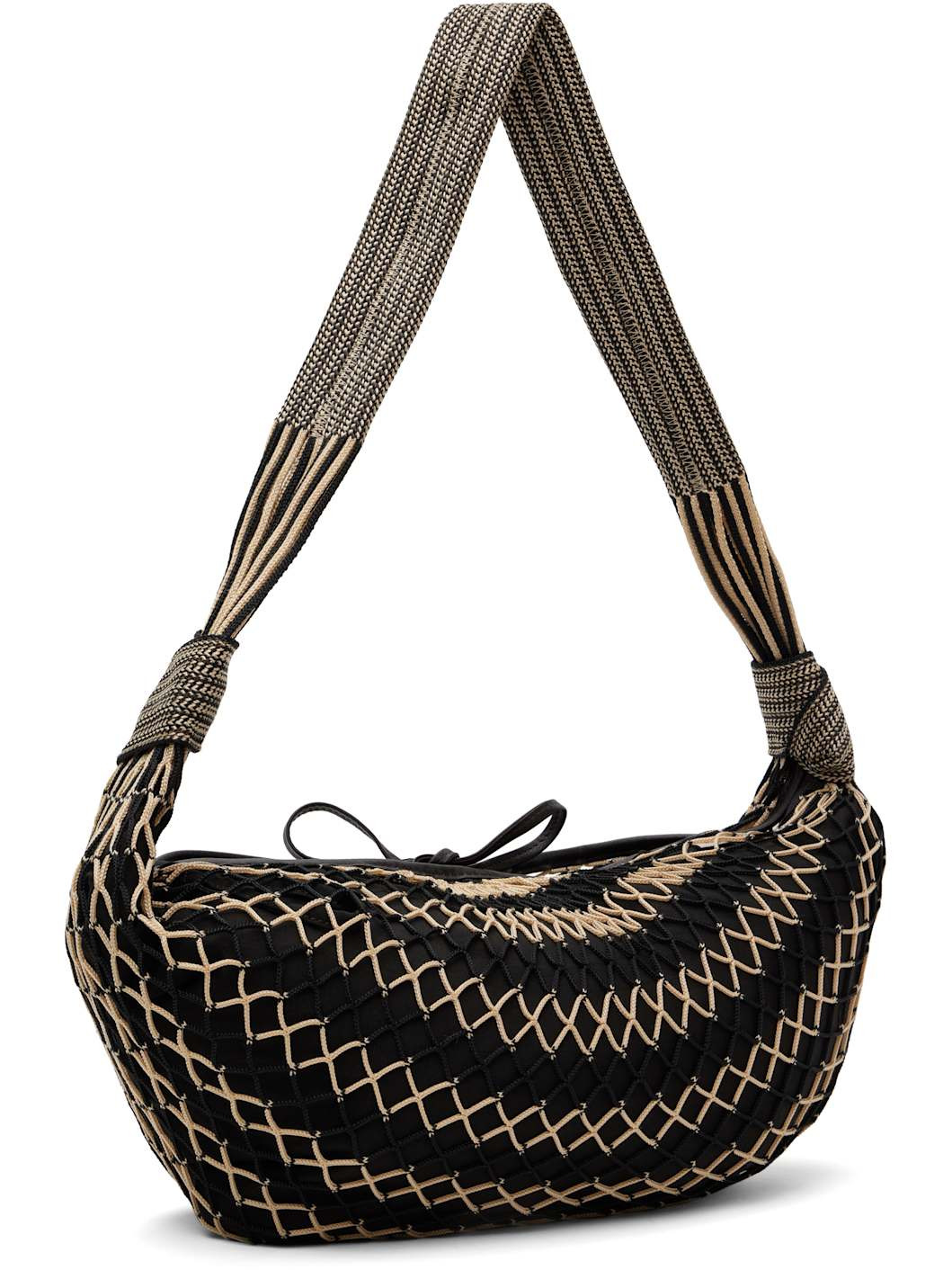 Black & Beige Croissant Filt Bag - 3