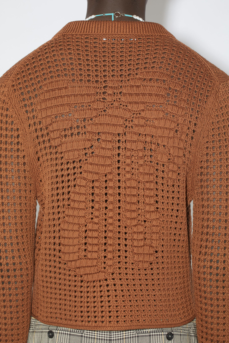Knitted cardigan - Cognac brown 5