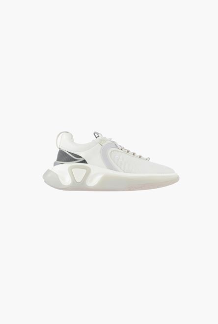 White and grey leather and mesh B-Runner sneakers - 1