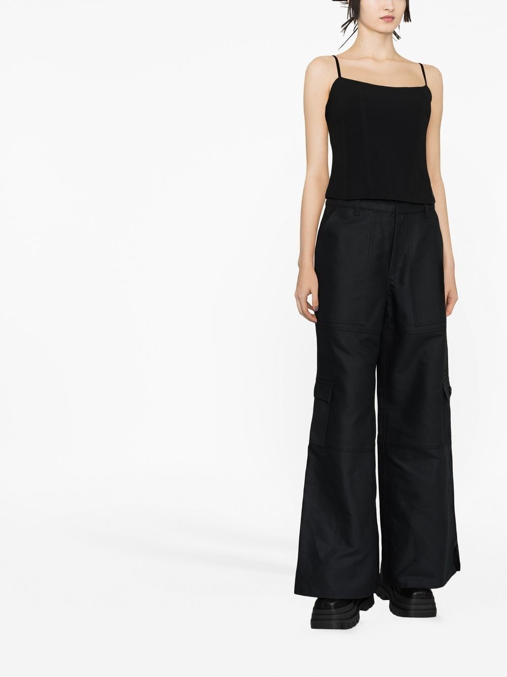 high-rise wide-leg cargo trousers - 2