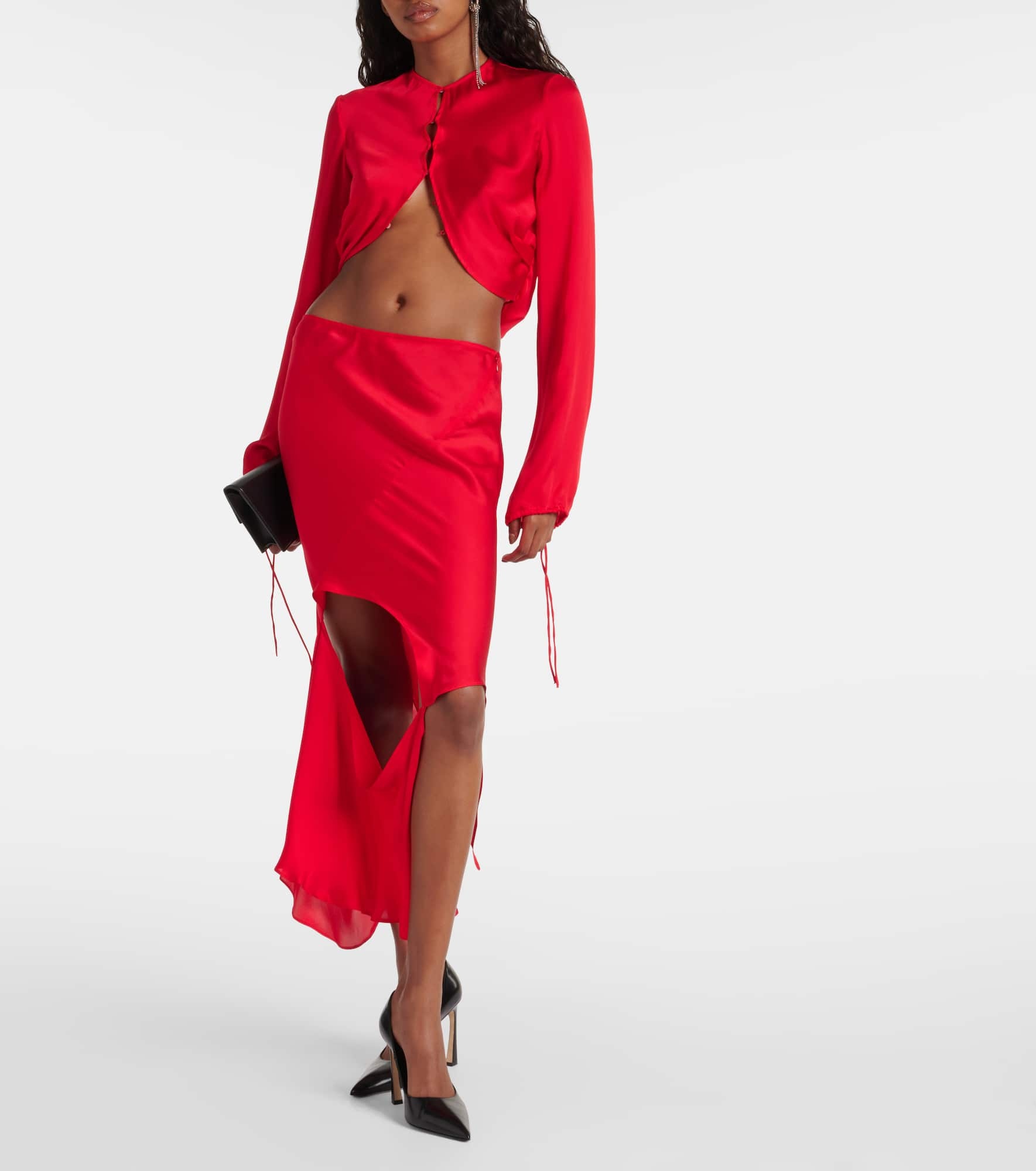 Deconstructed cutout silk midi skirt - 2