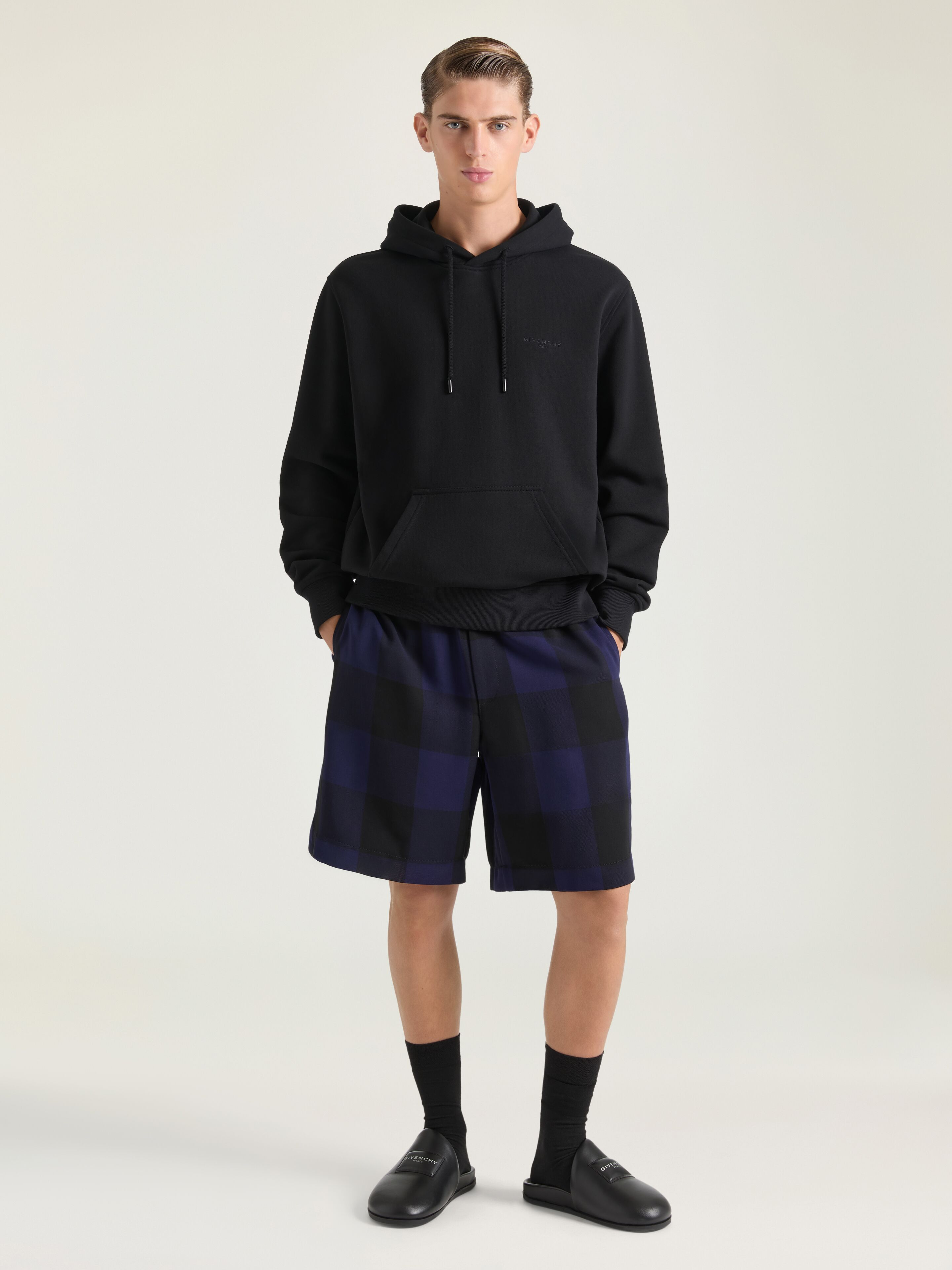 COUTURE SEAM HOODIE IN FLEECE WITH CLAPPERBOARD PRINT - 2
