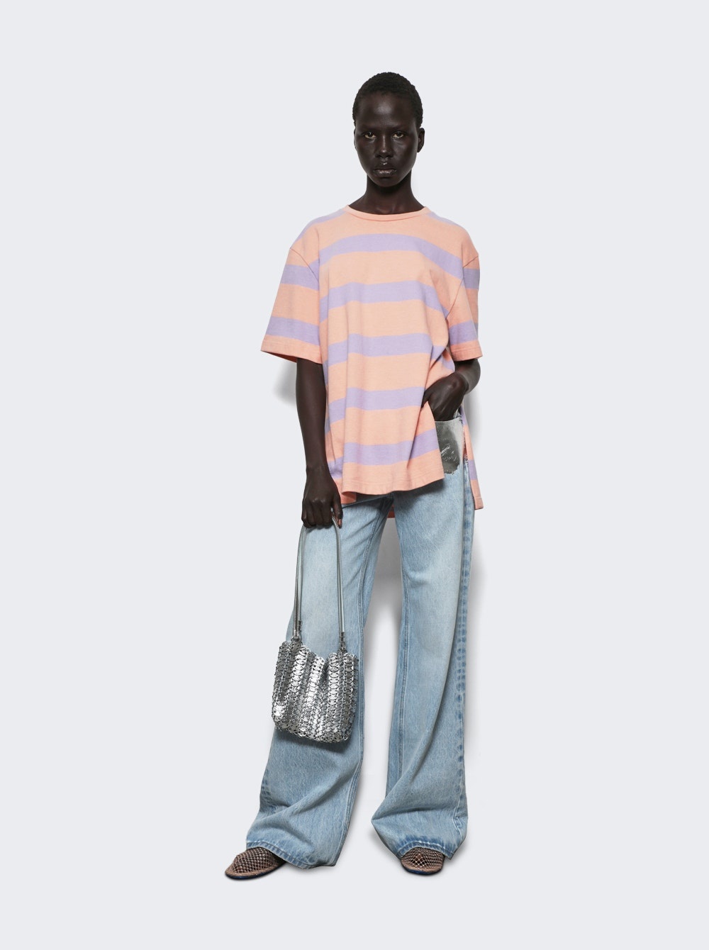 Tee Shirt Stripes Peach And Lavander - 5