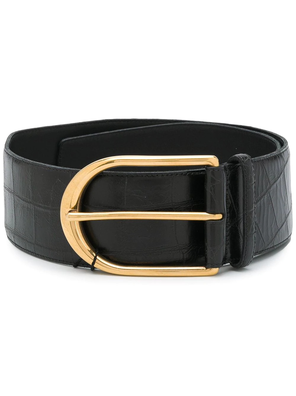 crocodile-embossed buckle belt - 1