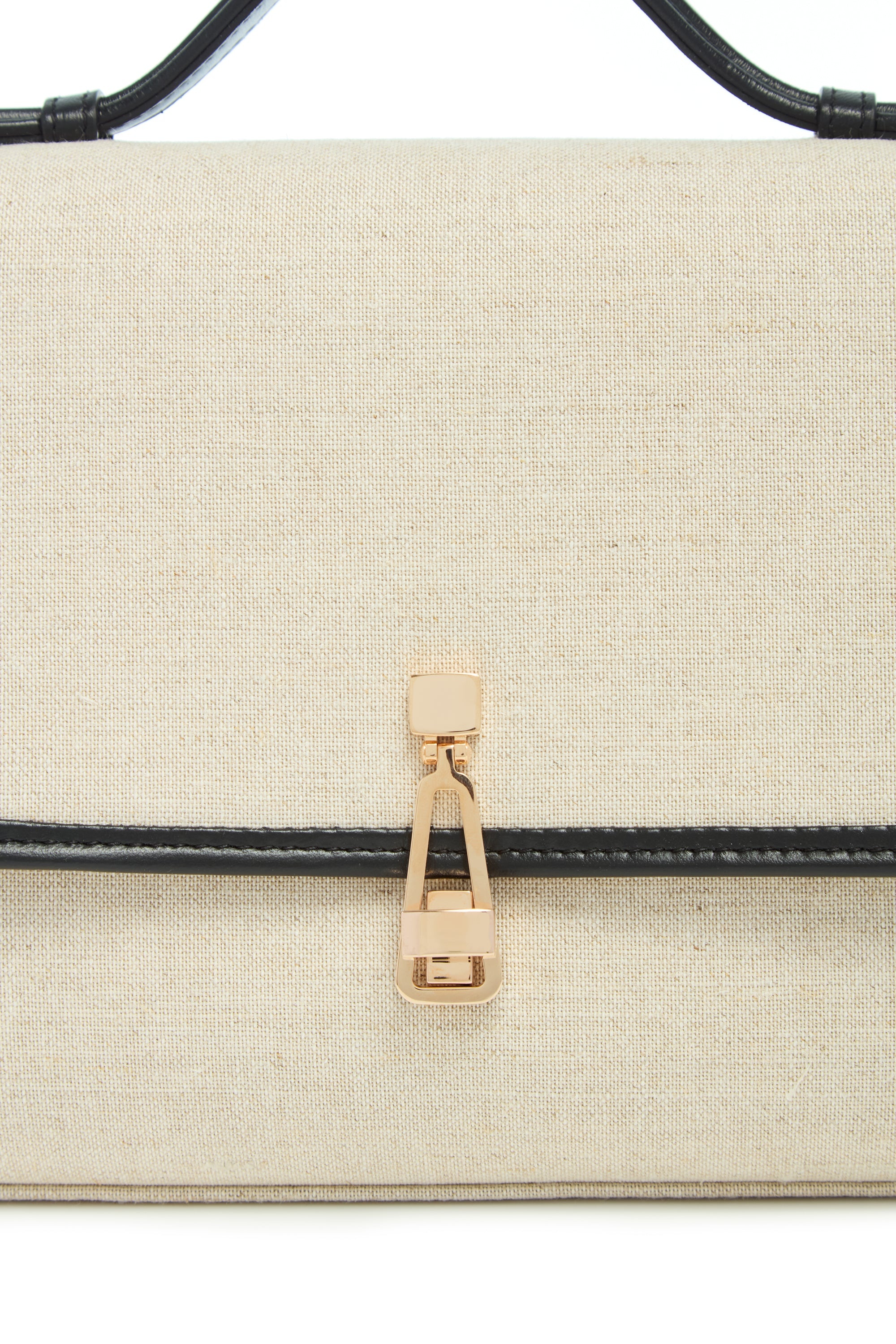 Medium Leonora Flap Bag in Beige Linen - 6