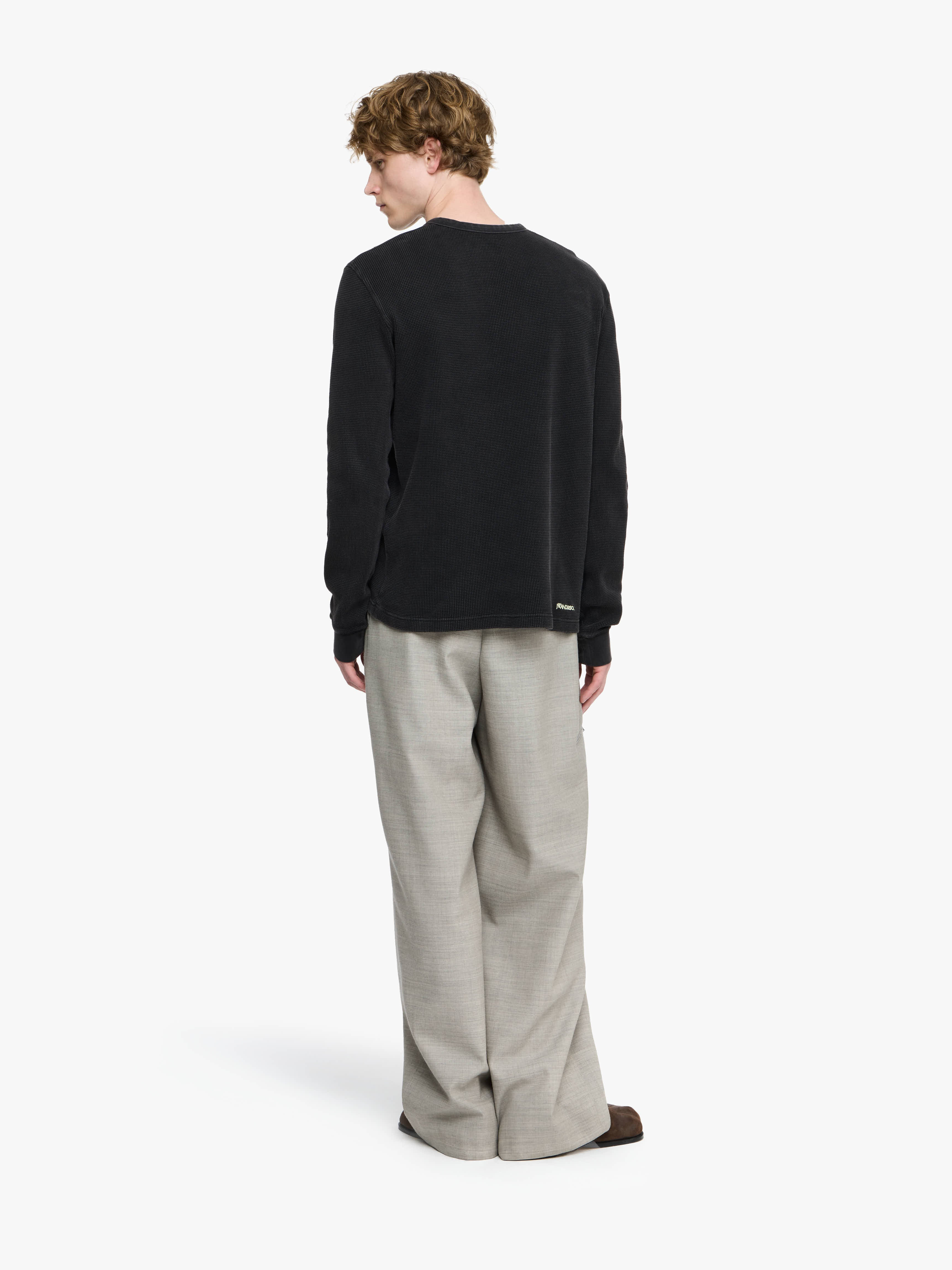LONG SLEEVE WAFFLE HENLEY TOP - 3