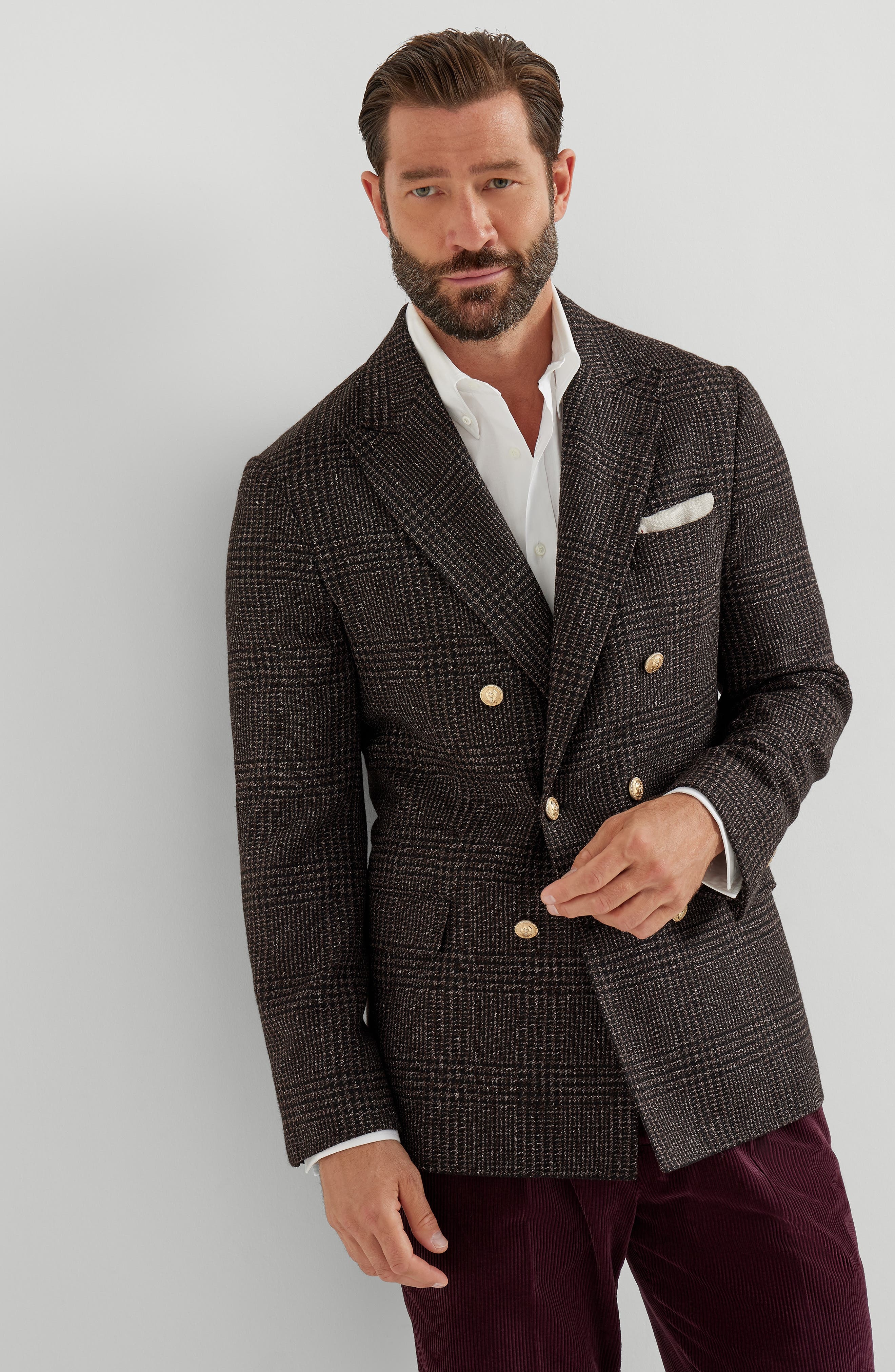Brunello Cucinelli Prince of Wales deconstructed blazer in Brown at Nordstrom - 2