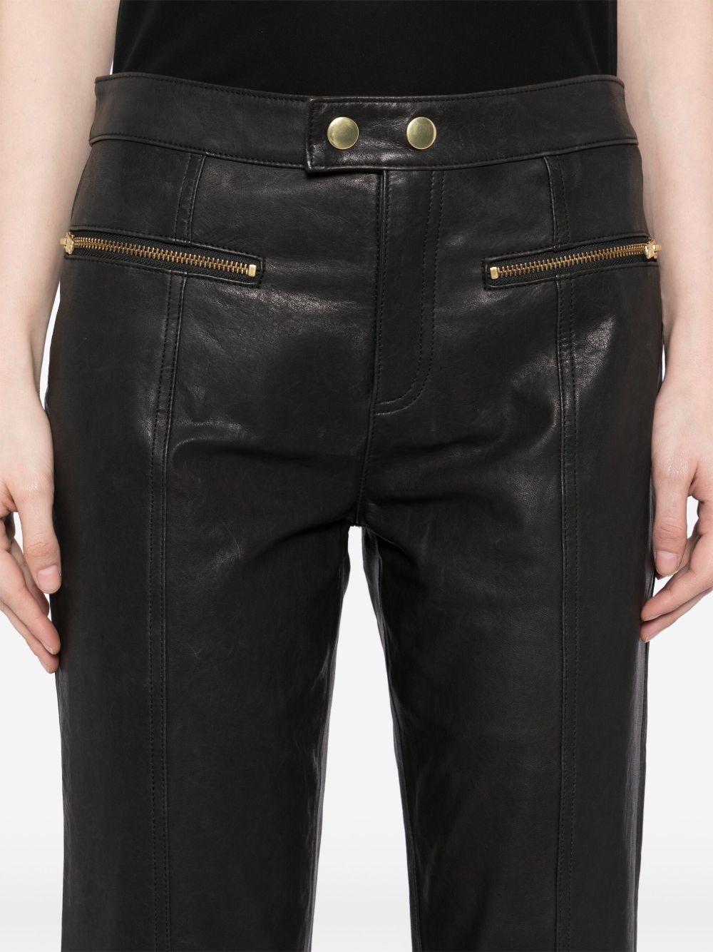 Downtown leather cropped trousers - 5