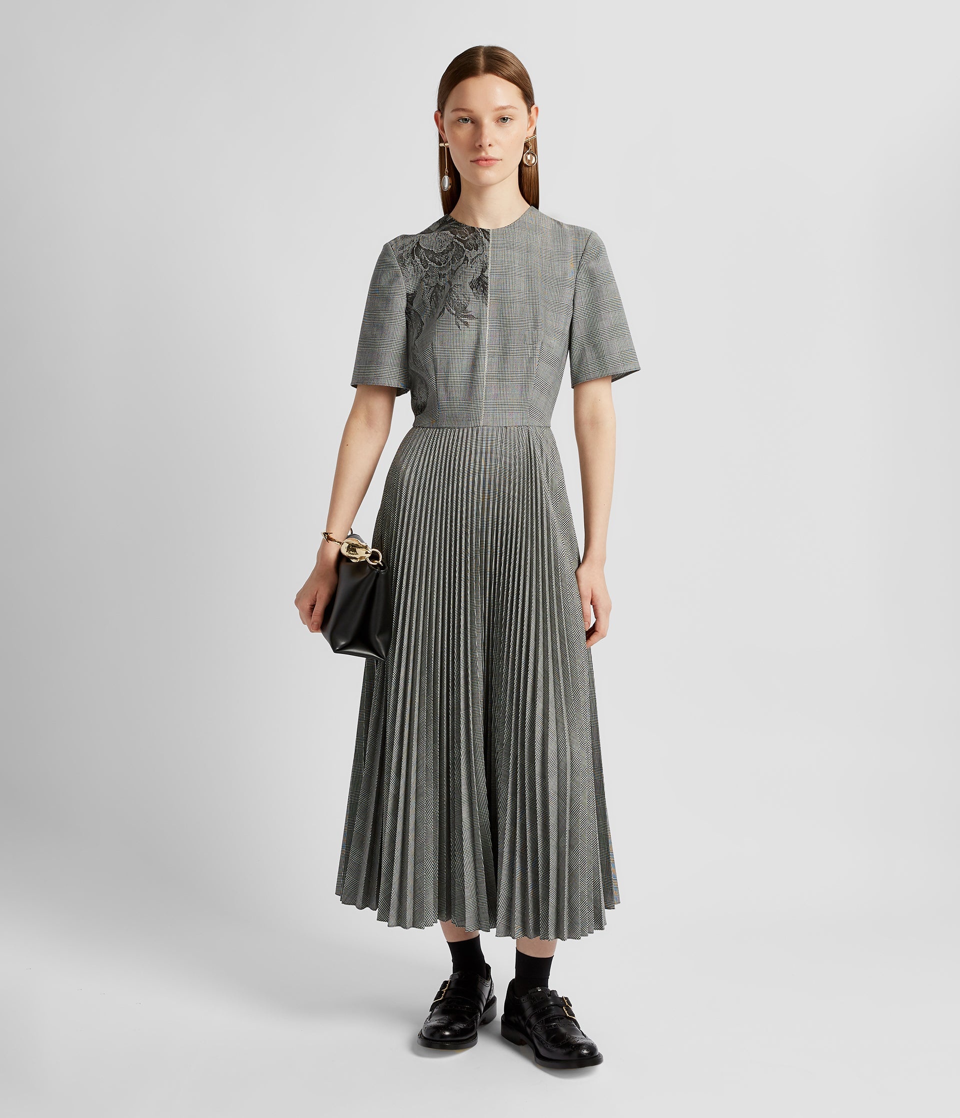 SHORT SLEEVE PLEATED MIDI DRESS - 6