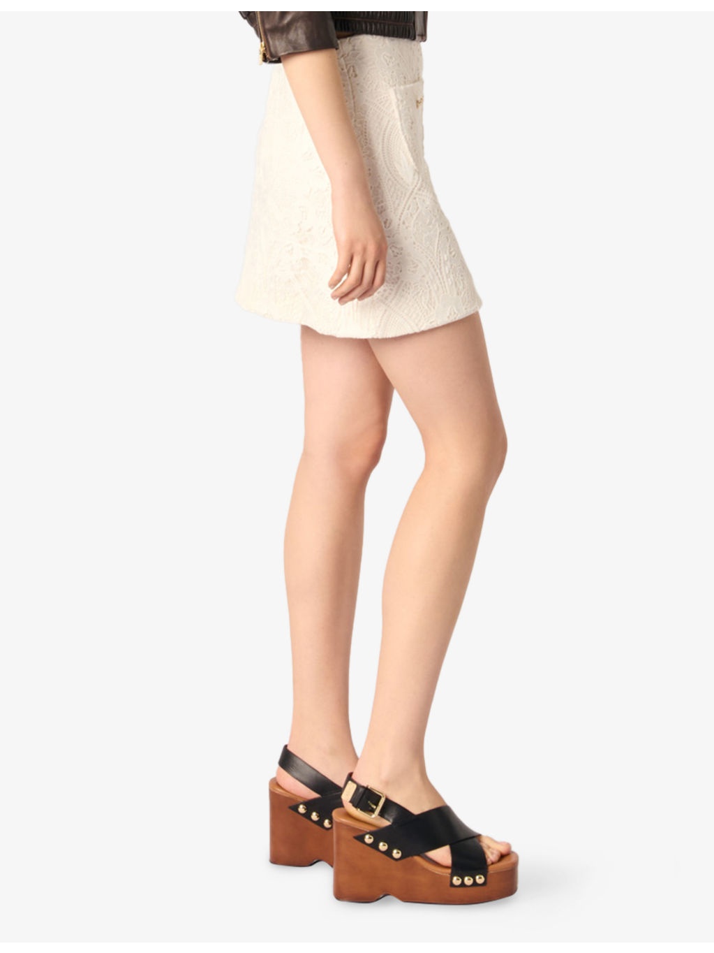Patch-Pocket Guipure-Lace Mini Skirt - 3