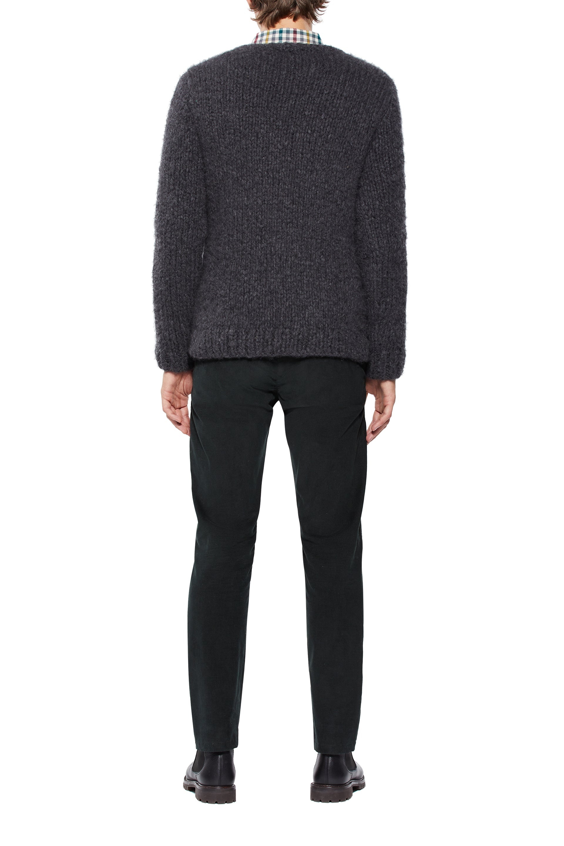 Simon Knit Cardigan in Charcoal Welfat Cashmere - 4