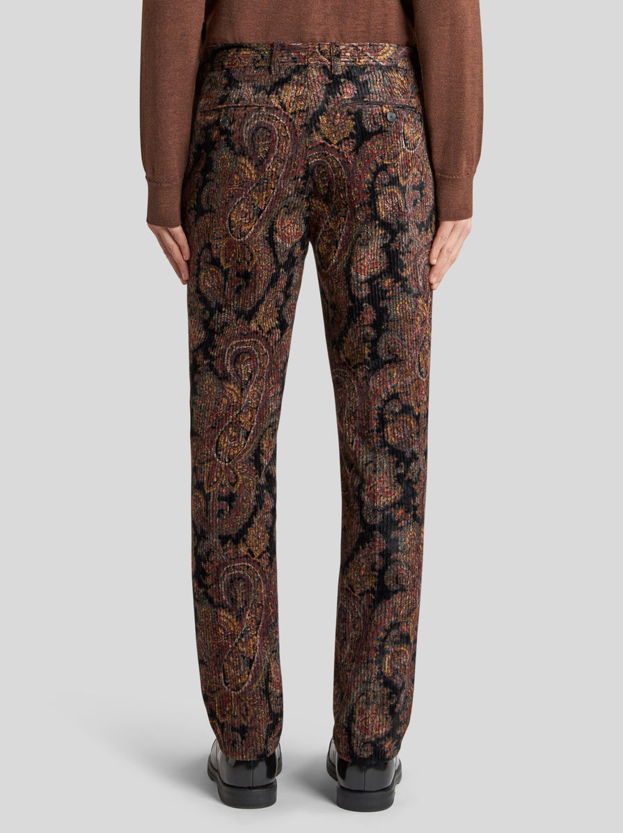 PRINTED RIBBED VELVET TROUSERS - 5